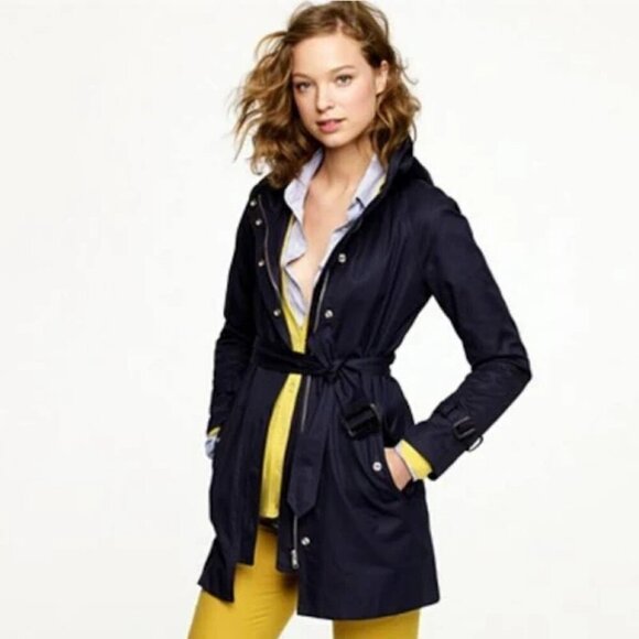 J. Crew Jackets & Blazers - J Crew Navy Zip Belted Trench Size Small